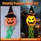 Hanging Lighted Glowing Pumpkin Witch Hat with 3 Modes Lighted Up Scary Orange Halloween Decorations for Indoor Outside Party Yard Tree Garden (4Pcs)